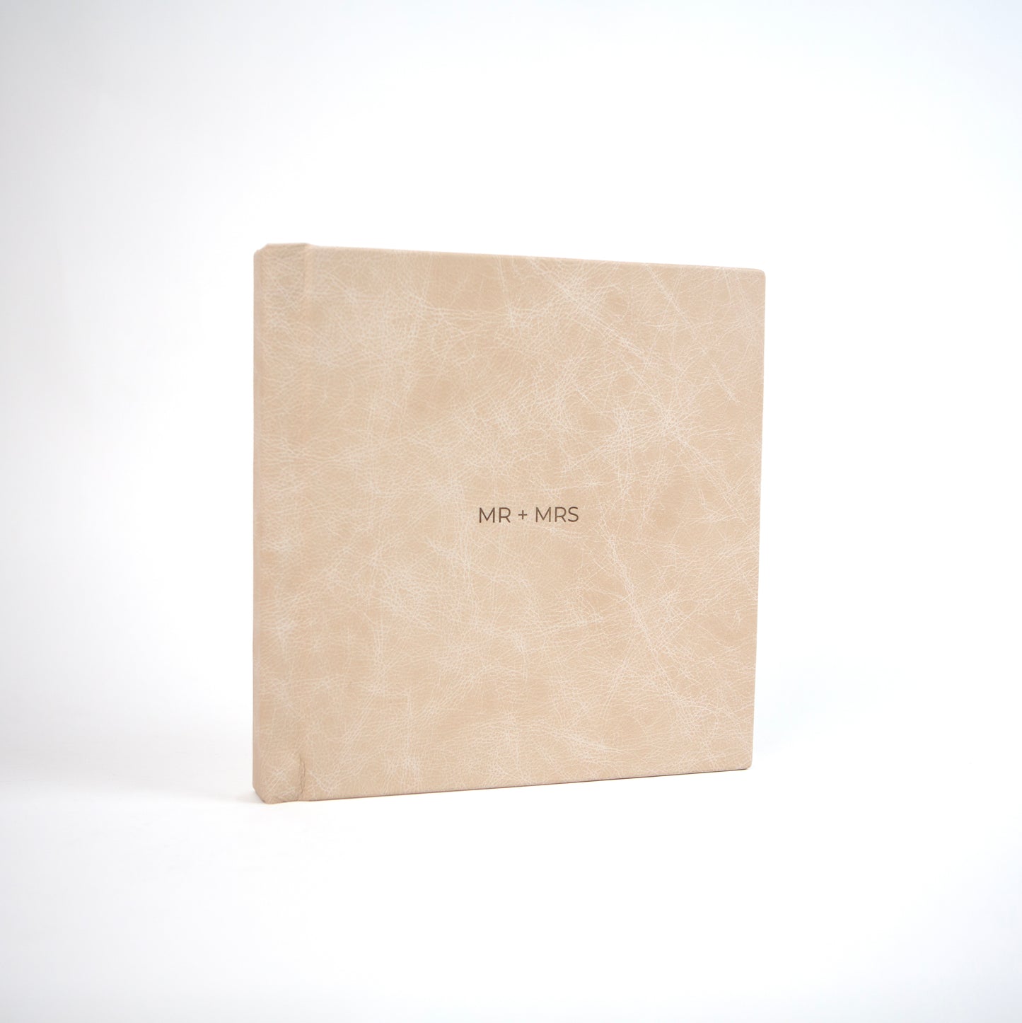 Luxury 8x8" Wedding Guest Book in Sandstone Leather