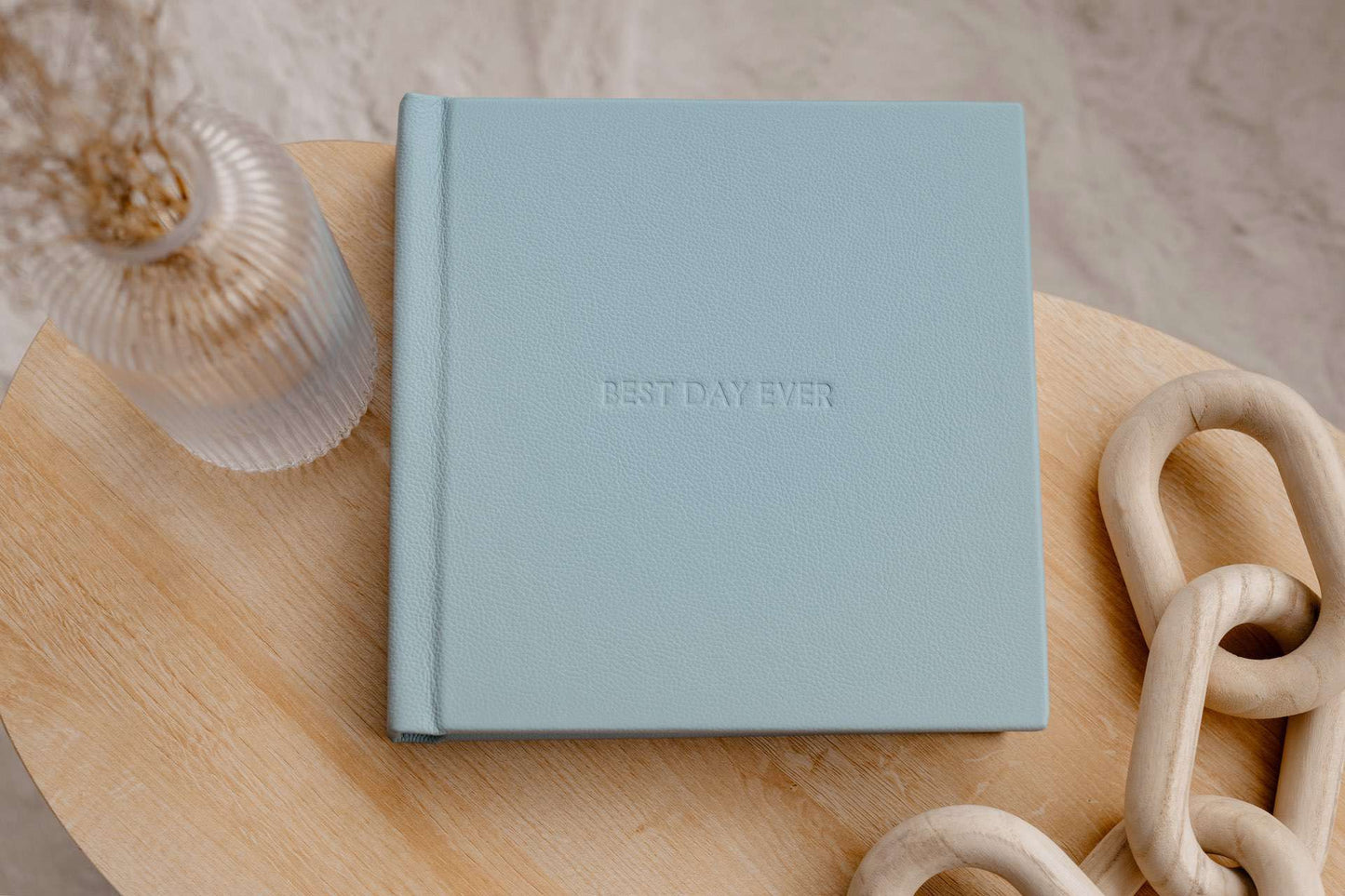 Luxury Matted Album in Regency Blue Leather with Fine Art Printing For Weddings and Family Photos