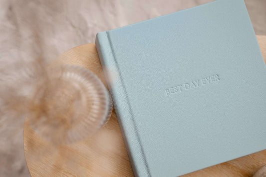 Luxury Matted Album in Regency Blue Leather with Fine Art Printing For Weddings and Family Photos