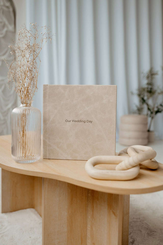 Luxury Matted Album in Sandstone Leather with Fine Art Printing For Weddings and Family Photos