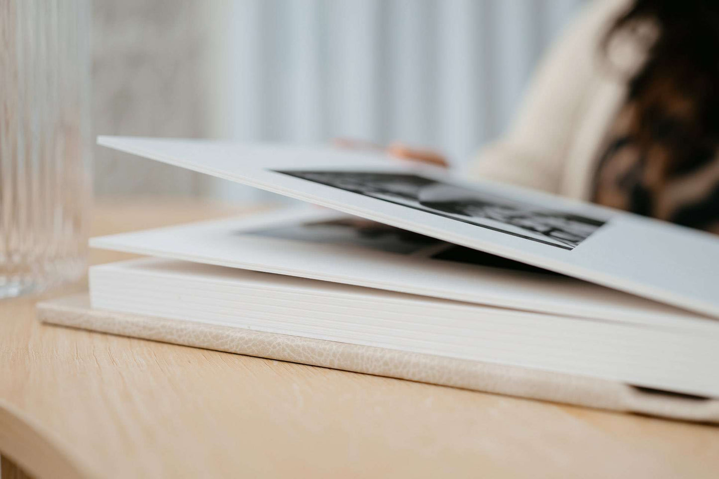 Luxury Matted Album in Sandstone Leather with Fine Art Printing For Weddings and Family Photos