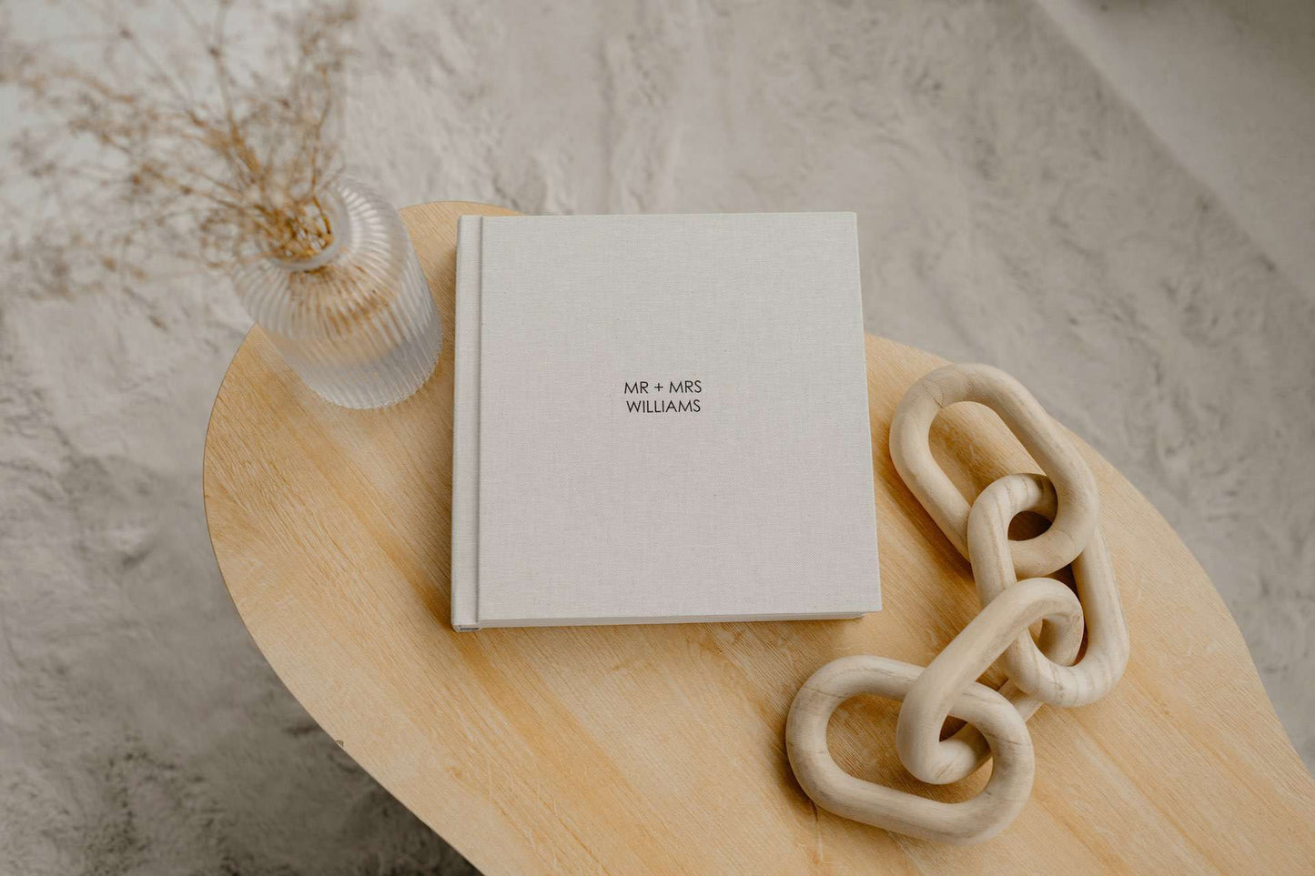 Luxury Matted Album in Sea Breeze Heritage Cotton Fabric with Fine Art Printing For Weddings and Family Photos