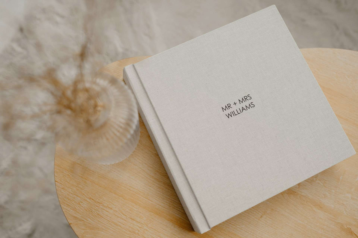 Luxury Matted Album in Sea Breeze Heritage Cotton Fabric with Fine Art Printing For Weddings and Family Photos