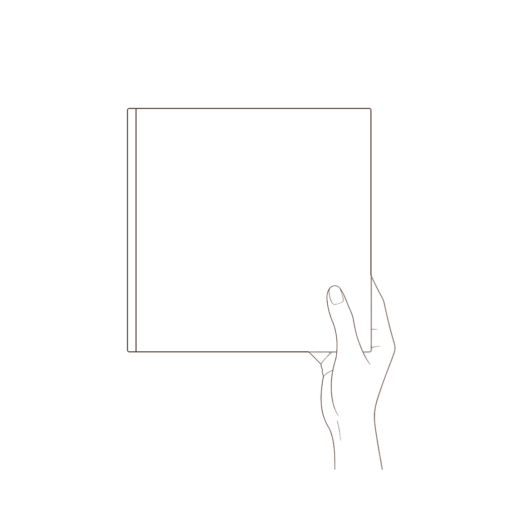 Hand holding a 10 by 10 inch album
