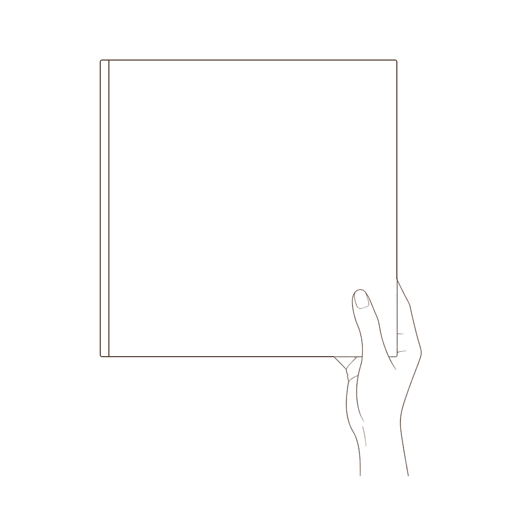 Hand holding a 12 by 12 inch album