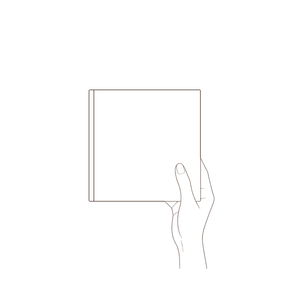 Hand holding an 8 by 8 inch album